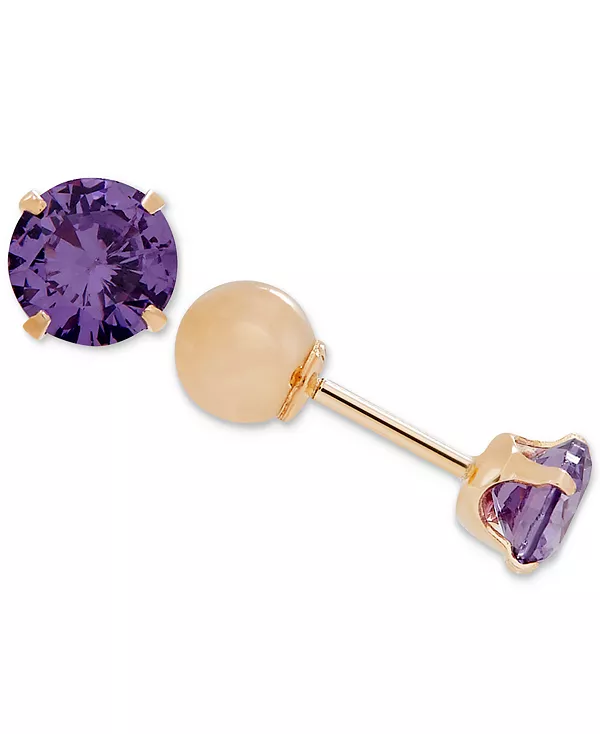 

Детские двусторонние серьги с кубическим цирконием из 14-каратного золота Macy'S, february