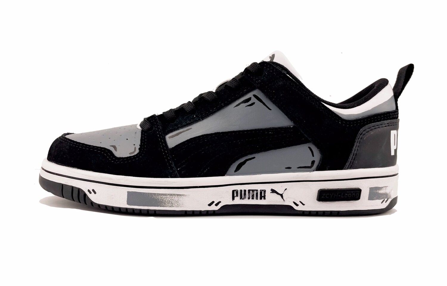 

Кроссовки Puma Rebound Layup Skateboarding Shoes Unisex Low-top Black/white/gray, серый