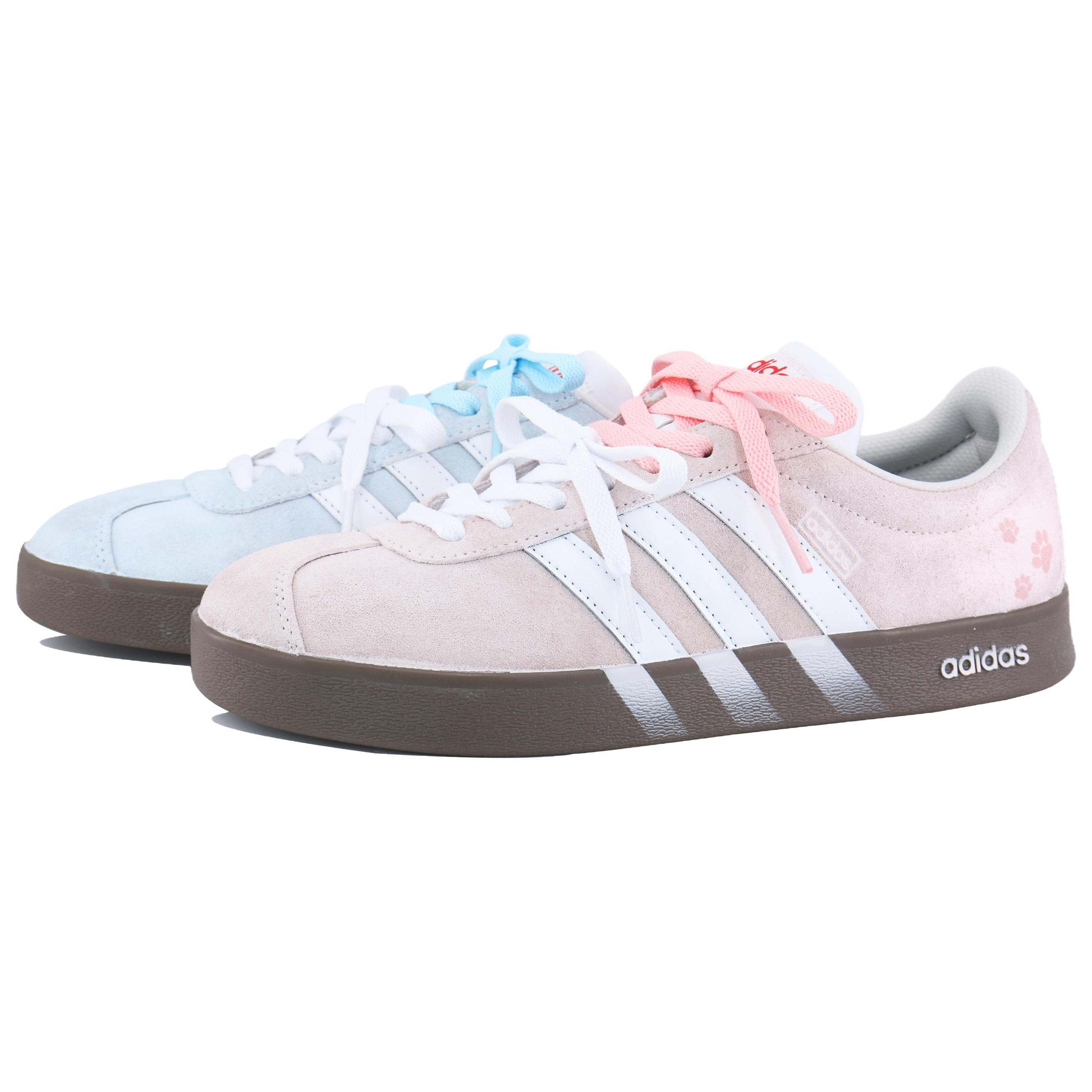 

Adidas VL COURT 2.0 Lifestyle Cushioning, Wear Resistant Low top Skateboard Shoes Unisex Blue Pink
