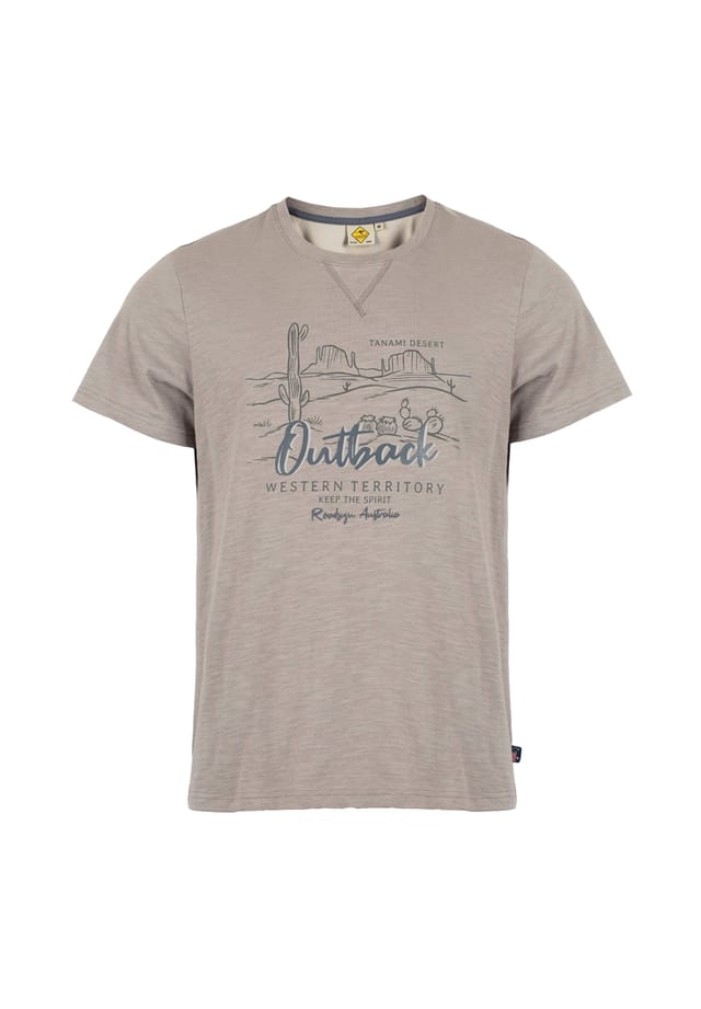 

Футболка с принтом пустыни «Танами» для расслабленных дней с ноткой приключений Roadsign Australia, серый