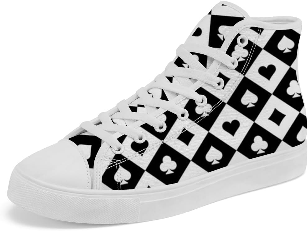 

Кеды на высокой подошве chebing Poker для мужчин и женщин, с рисунком игральных карт, шнуровка, повседневная обувь, подарок для папы и мамы, белый/черный