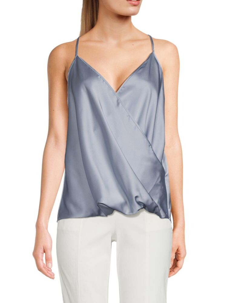 

Атласный топ на бретельках Surplice Renee C., цвет Steel Blue