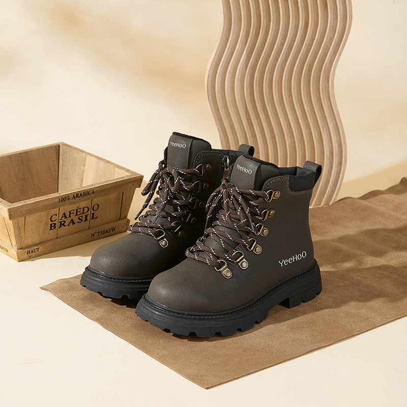 Амортизирующие устойчивые к истиранию утепленные ботинки high top для детей YeeHoO, темно-серый — фото 4