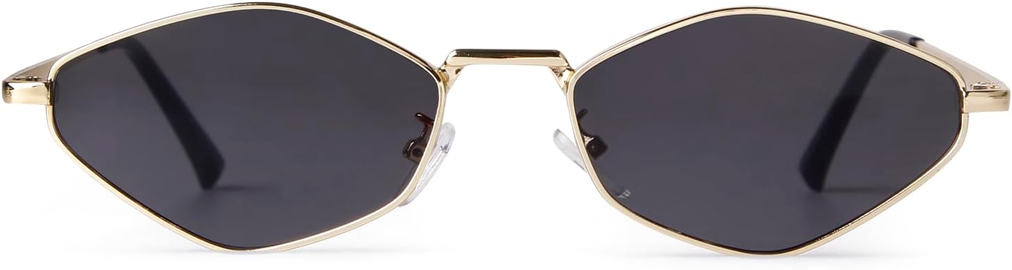 

JUDOO Модные металлические шестиугольные солнцезащитные очки для женщин и мужчин, золотистые, винтажные, узкие, неправильной формы, маленькие, ретро, ​​шестиугольные солнцезащитные очки, Gold Frame/Grey Lens