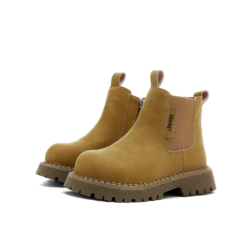 Высокие кожаные ботинки для детей, устойчивые к истиранию Jeep, Elk Brown[Unlined Shoes] — фото 4