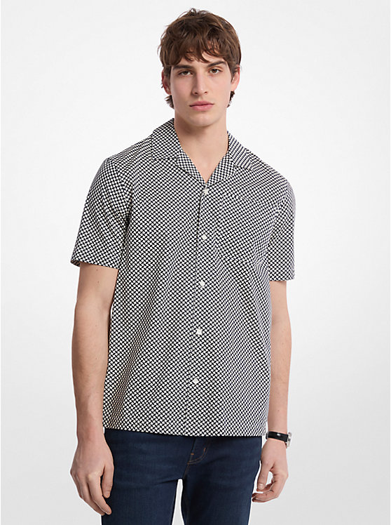 

Рубашка из эластичного хлопка с геометрическим принтом Michael Kors, синий