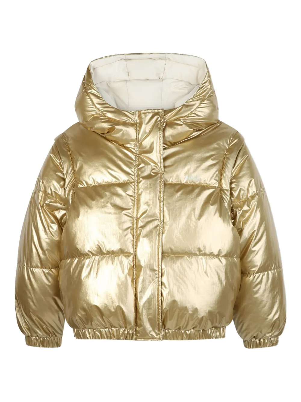 

Двусторонний пуховик с эффектом металлик BOSS Kidswear, белый