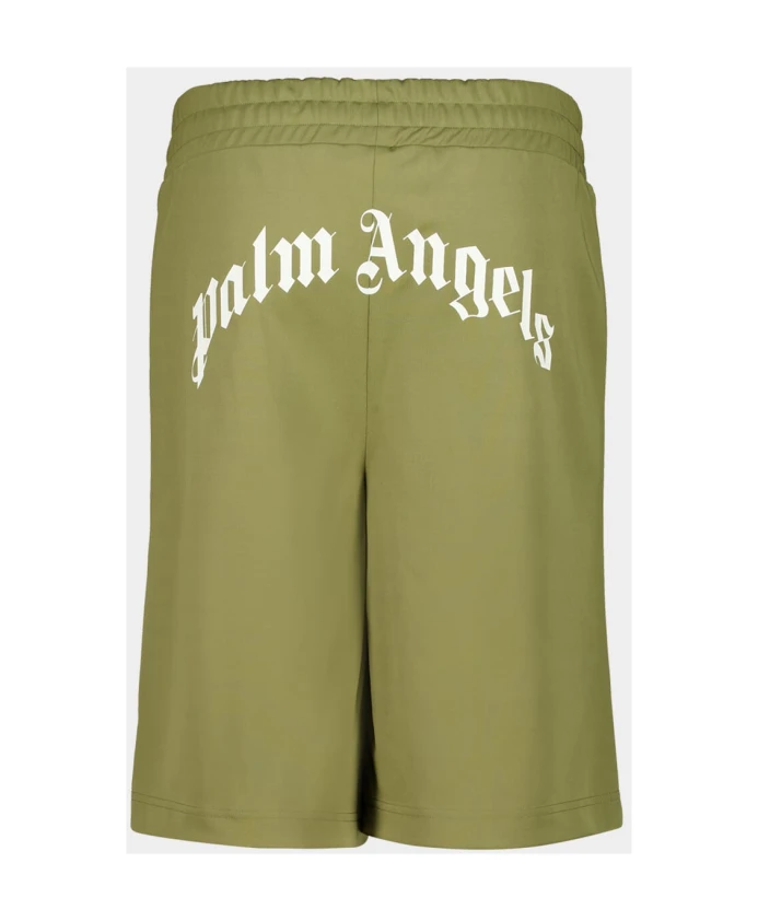 Спортивные шорты с изогнутым логотипом сзади Palm Angels, зеленый — фото 2