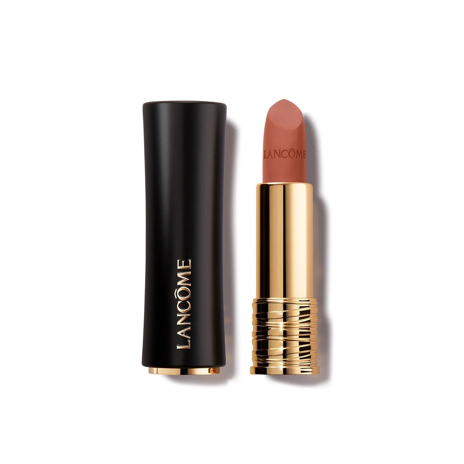 Матовая помада Lancôme L'Absolu Rouge Drama, ультраматовое покрытие, 8-часовое покрытие, керамиды, гиалуроновая кислота, экстракт розы для увлажнения и комфорта, стойкая к размазыванию., 205 Nude Frisson