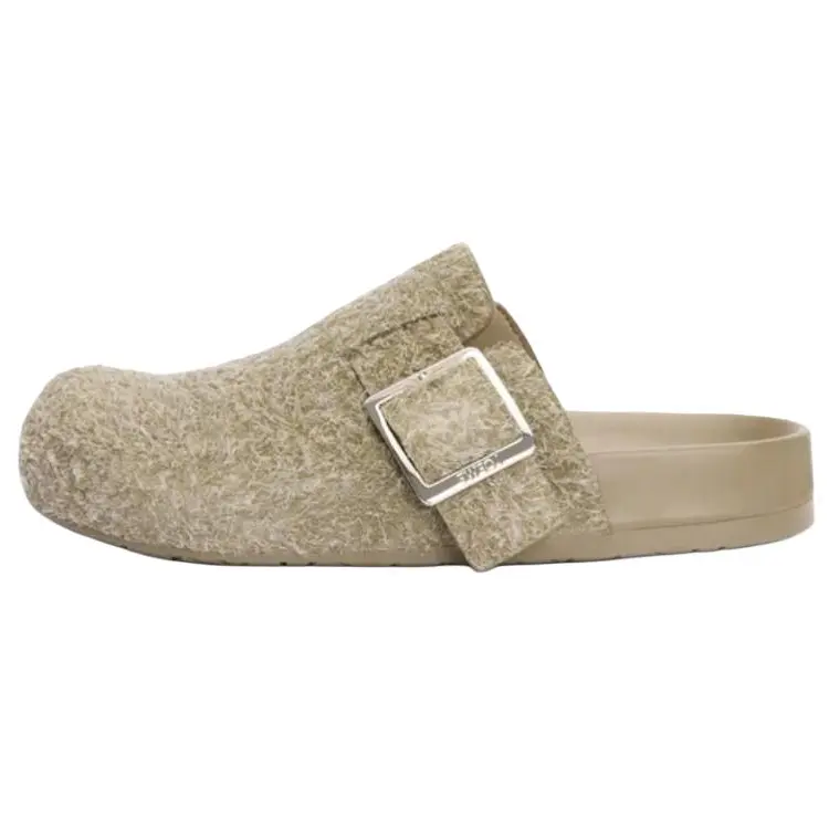 LOEWE Женские сандалии Ease Buckle Closed Toe Slippers, цвет хаки-зеленый