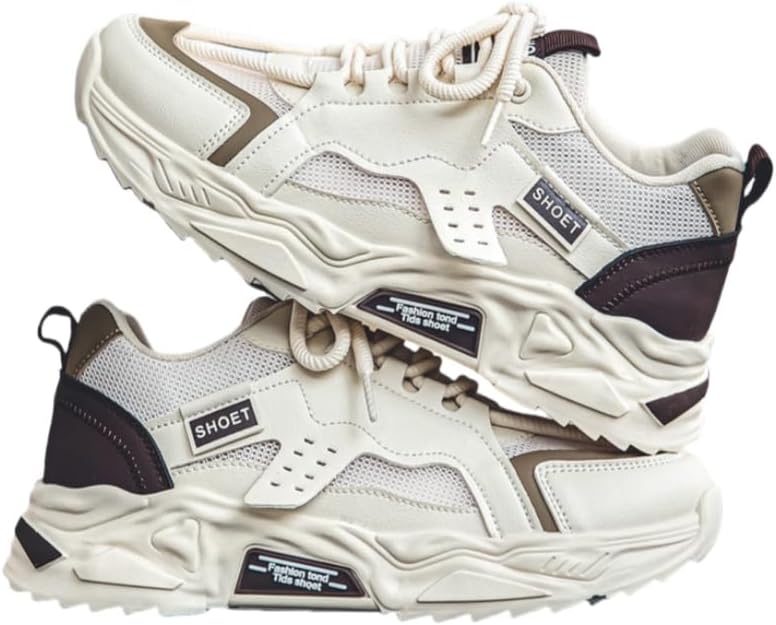 

Мужские повседневные туфли - модные дышащие массивные кроссовки, молодежные корейские спортивные обувь с толстой подошвой для стильного образа Clolinde, бежевый