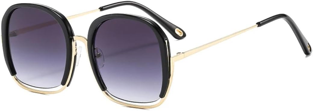 

Модные женские солнцезащитные очки в металлической квадратной оправе для активного отдыха, мужские роскошные очки для вождения и путешествий с защитой от УФ-излучения UV400 TVTBBVV, Black Gray