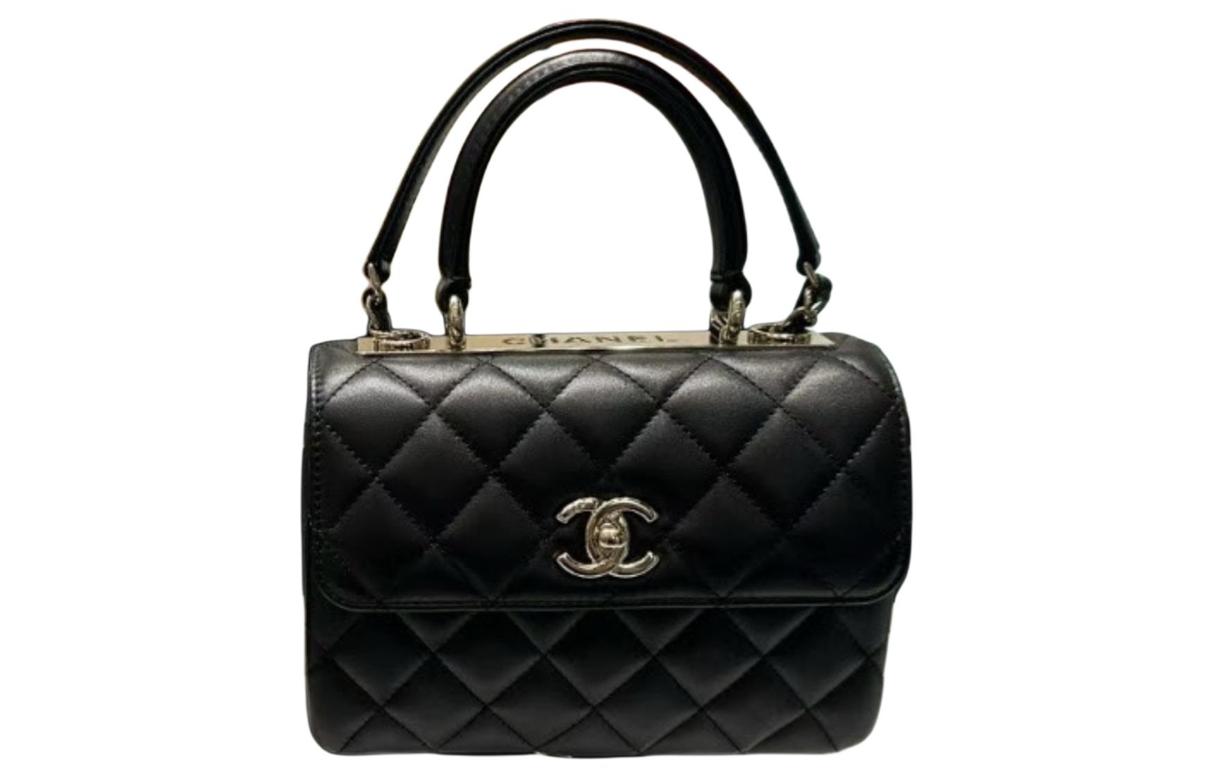 

Кожаный клатч с золотистой металлической застёжкой, миниатюрная женская сумка через плечо, на пояс, чёрный CHANEL