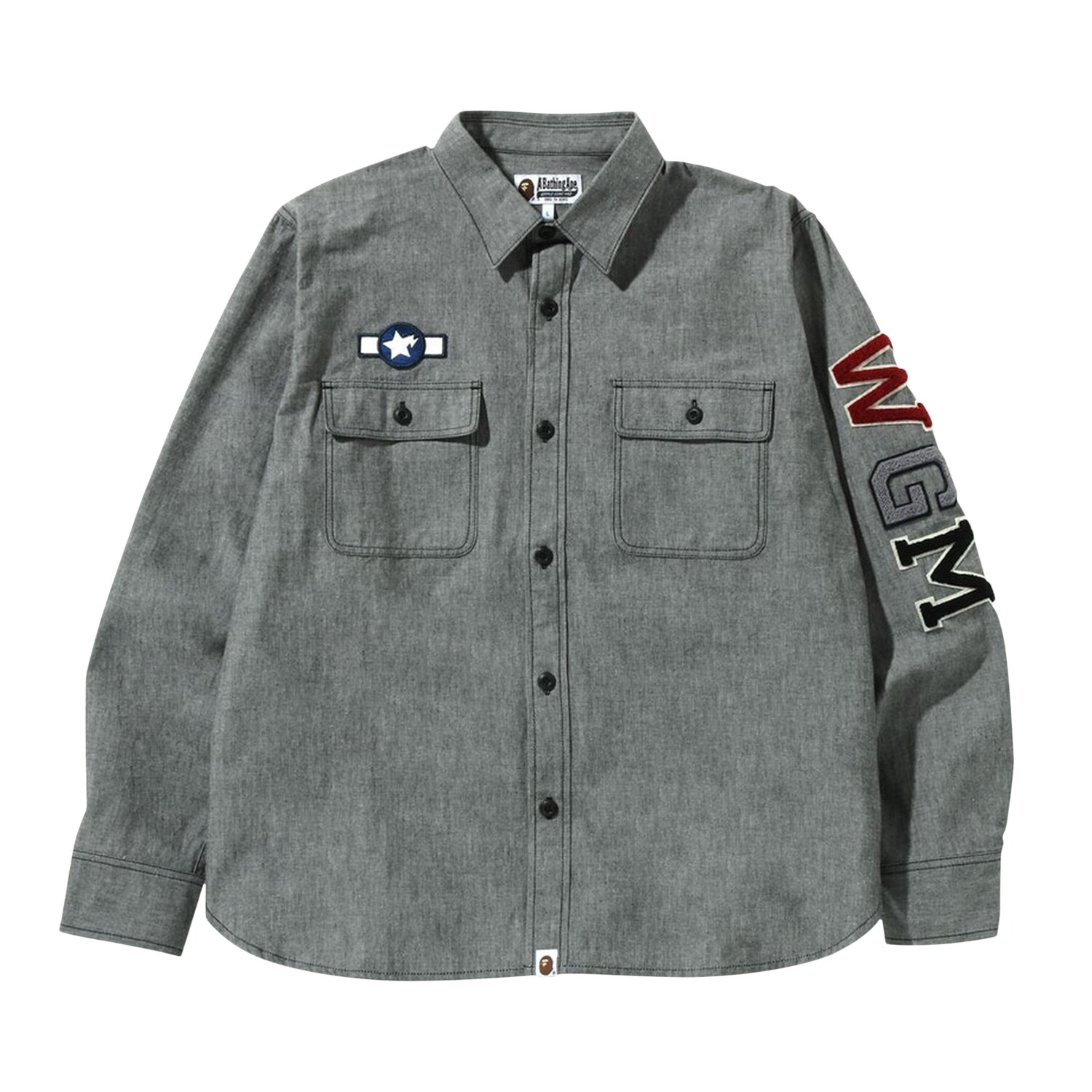 

Рубашка свободного кроя из шамбре BAPE Busy Shark, цвет Черный