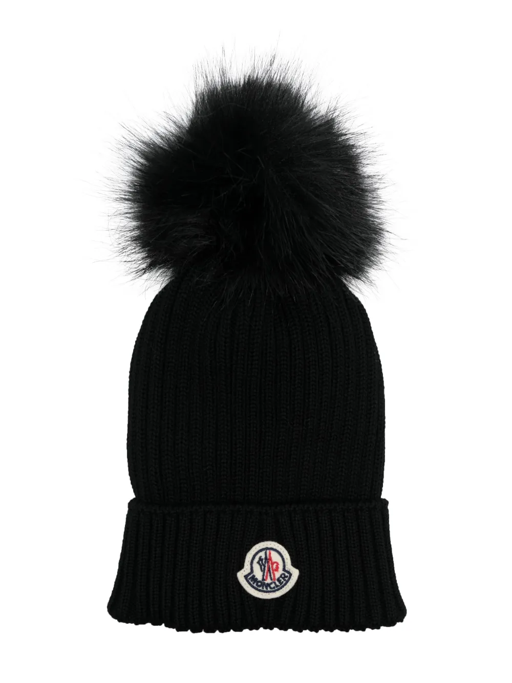 

Шерстяная шапка бини в рубчик Moncler Enfant, черный