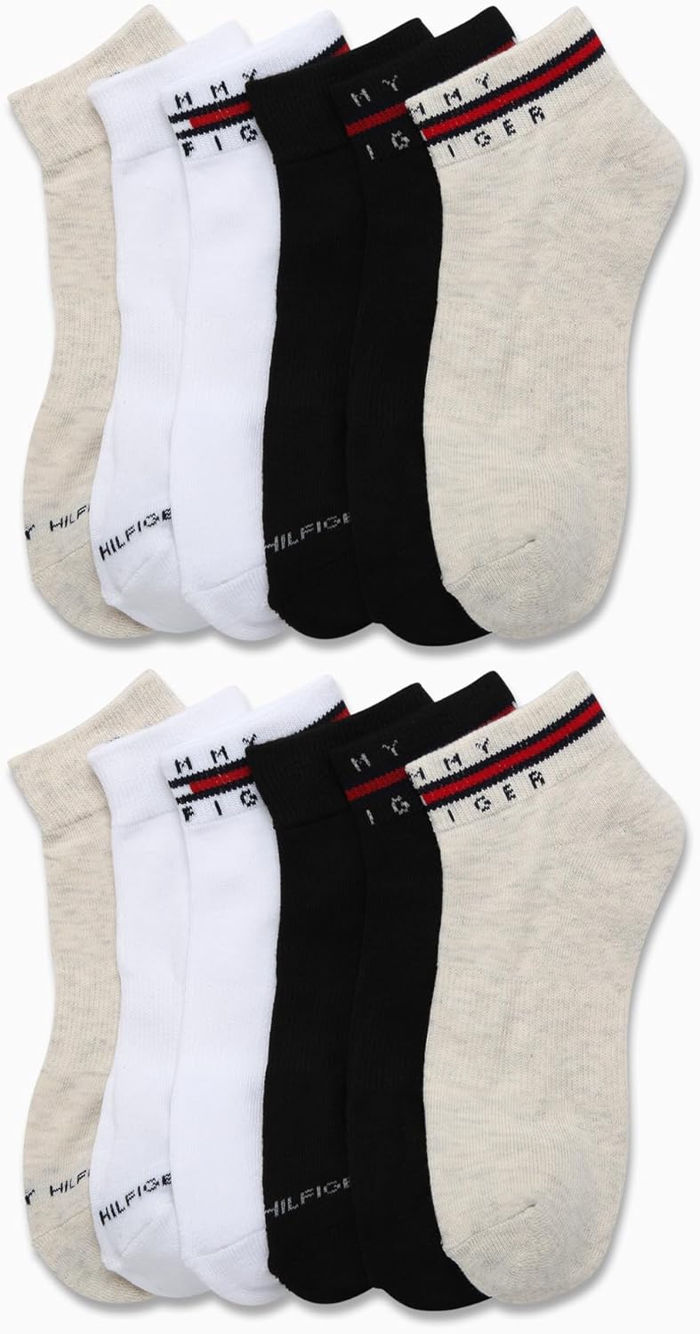 Женские носки Tommy Hilfiger Quarter - 12 пар спортивных носков с мягкой подошвой и поддержкой свода стопы (размеры: 4-10), Cream Heather Assorted — фото 3