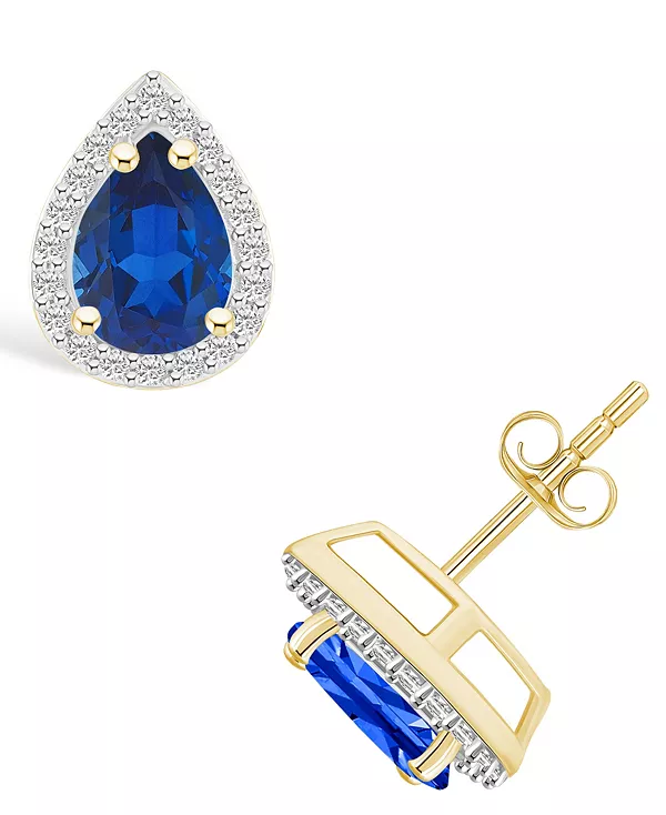 

Серьги-Гвоздики с ореолом из 10-каратного желтого золота с выращенными в лаборатории сапфирами (1-3/5 карата tw) и выращенными в лаборатории белыми сапфирами (1/5 карата tw) Macy'S, sapphire