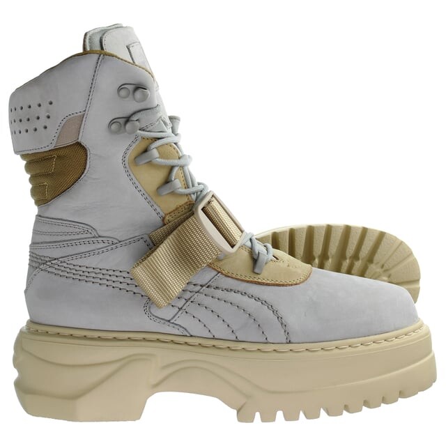 Зимние разноцветные женские ботинки из нубука X Fenty Dove Lark Puma, серый — фото 4