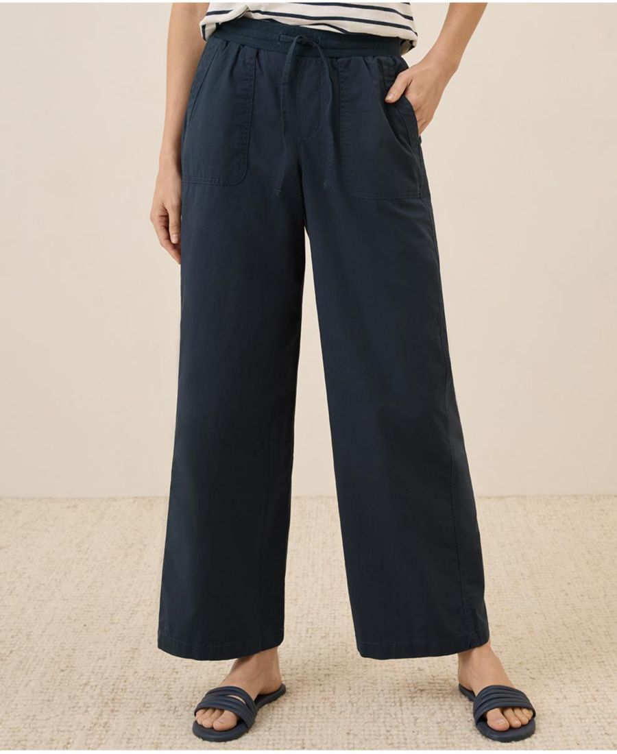 

Женские брюки-монтерей поплин из органического хлопка с широкими штанинами Pact, Midnight blue