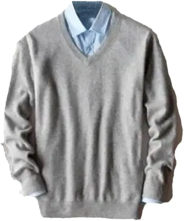 

Свитер мужской V-образный вырез, кашемир и хлопок, Slim Fit Hamthuit