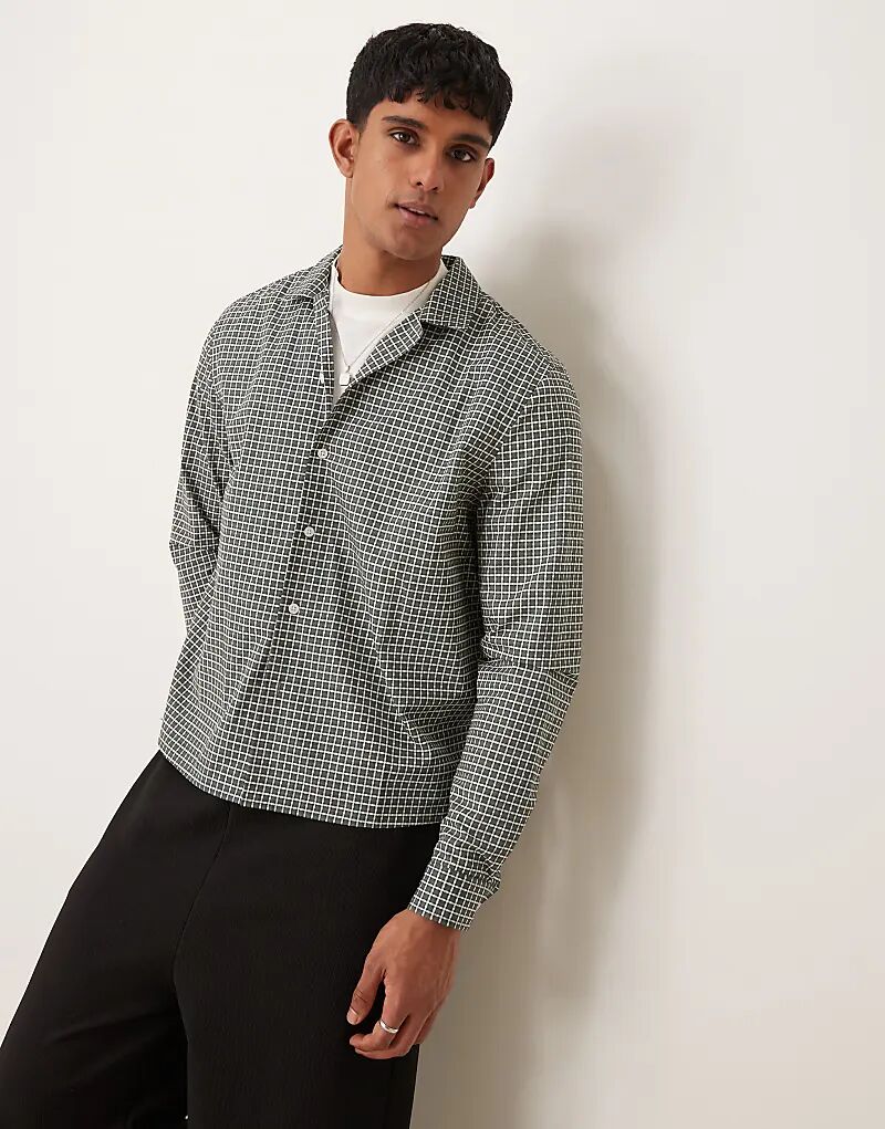 

Свободная рубашка свободного кроя в зеленую клетку ASOS DESIGN