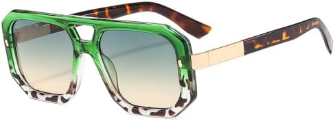 

Ретро-солнцезащитные очки с двойной перемычкой, модель 2027 года, для женщин и мужчин, модные, с цветной оправой, защита от ультрафиолета UV400 MTZJH, Green Demi Green