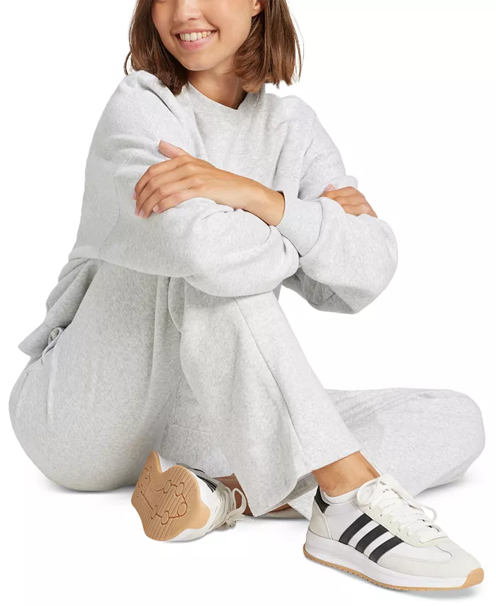 Женские брюки Essentials Feel Cozy Mid-Rise с открытым низом Adidas, серый — фото 2