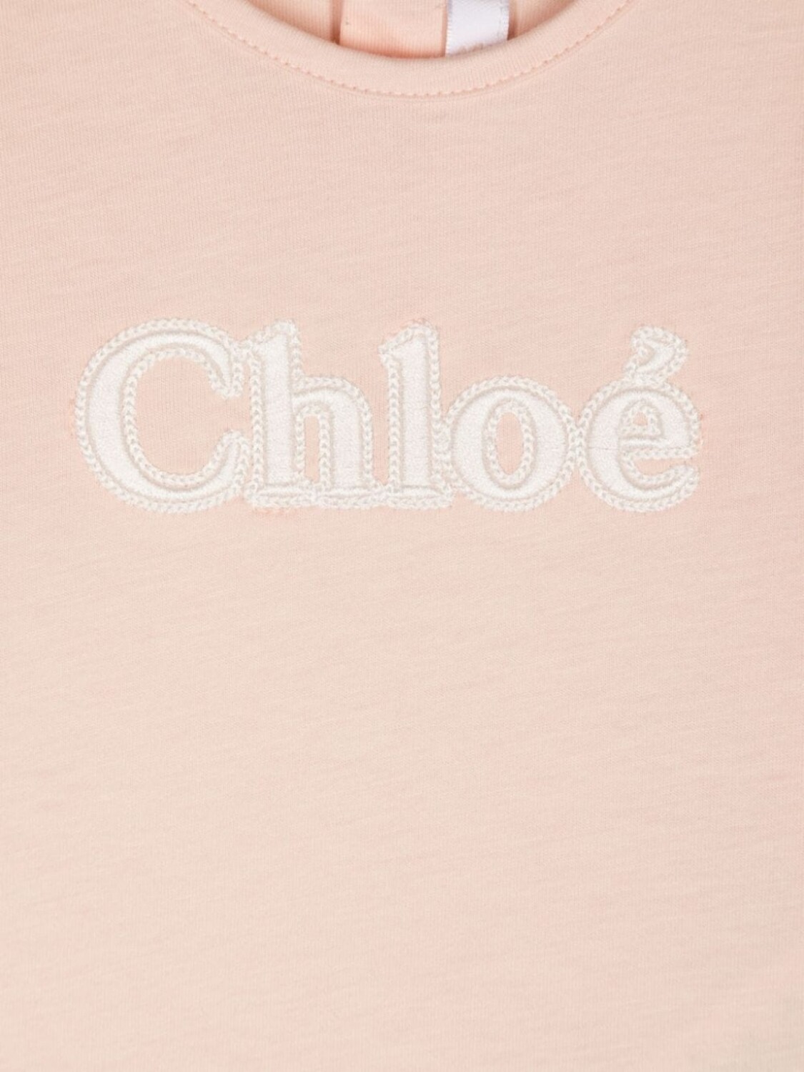 Chloé Kids футболка с вышитым логотипом, розовый — фото 3