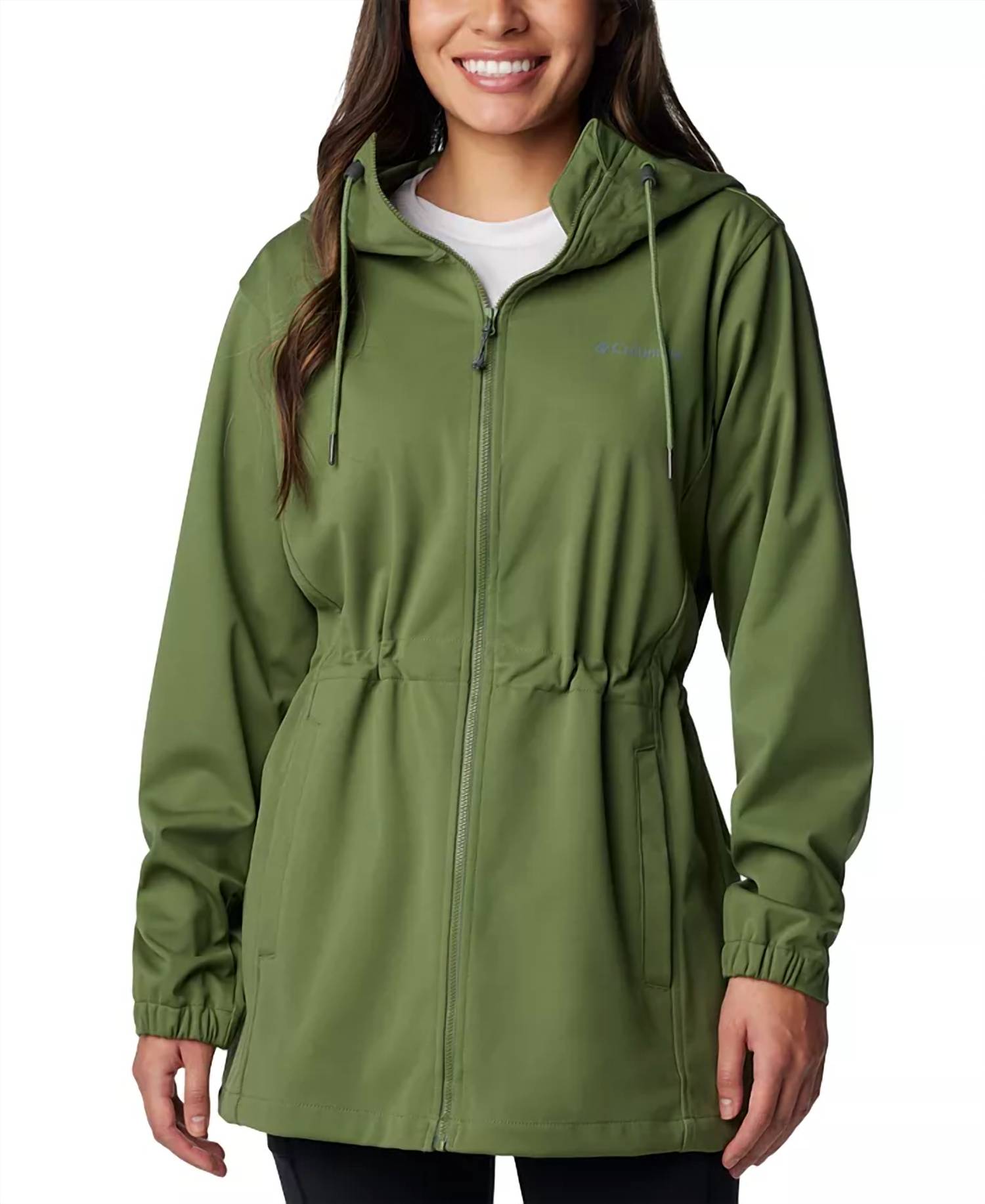 

Женская зеленая ветровка с капюшоном Rose Winds Softshell Columbia