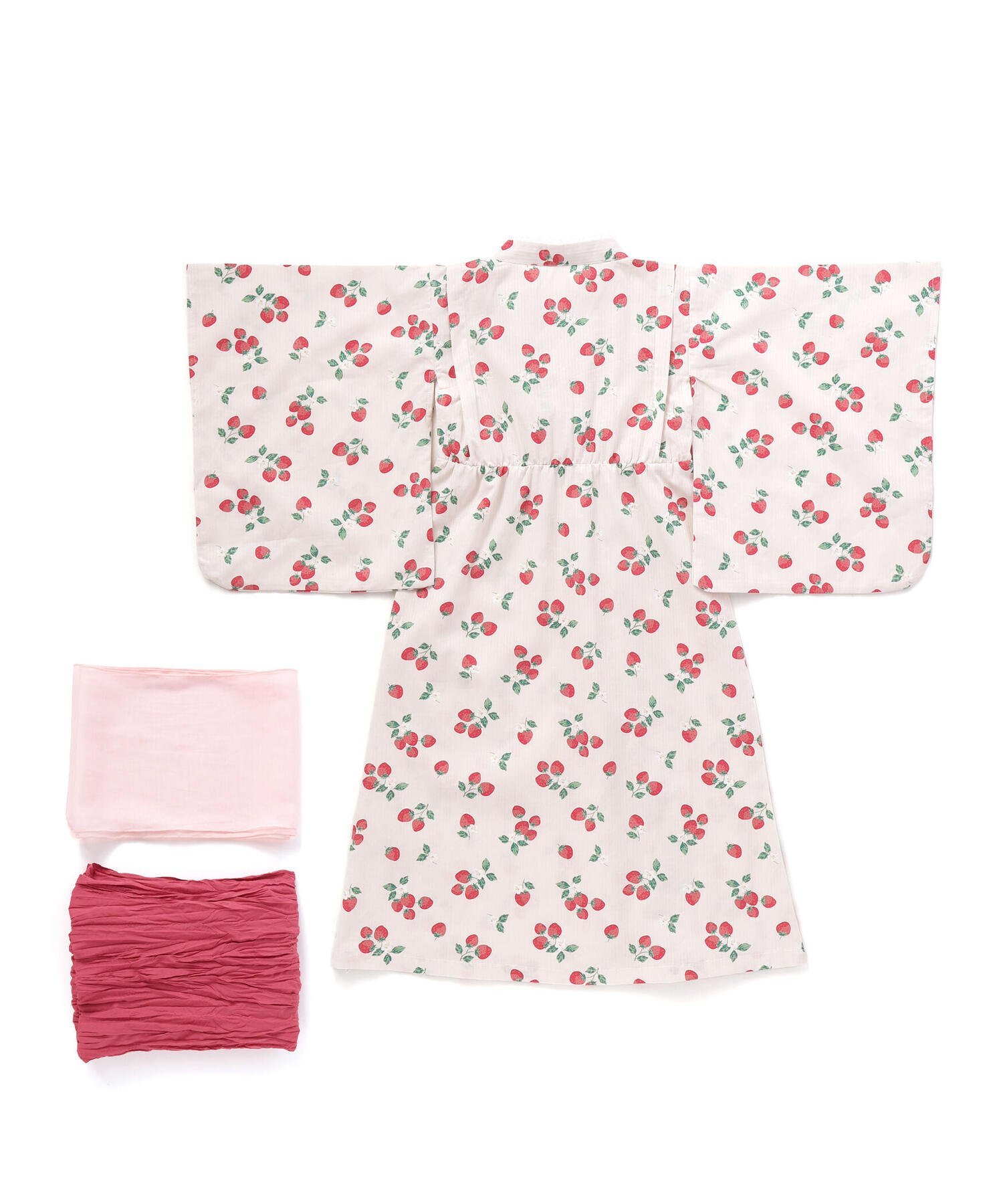 Комплект из трех предметов: юката и два пояса оби (90-140 см) SLAP SLIP, Pink (strawberry) — фото 3