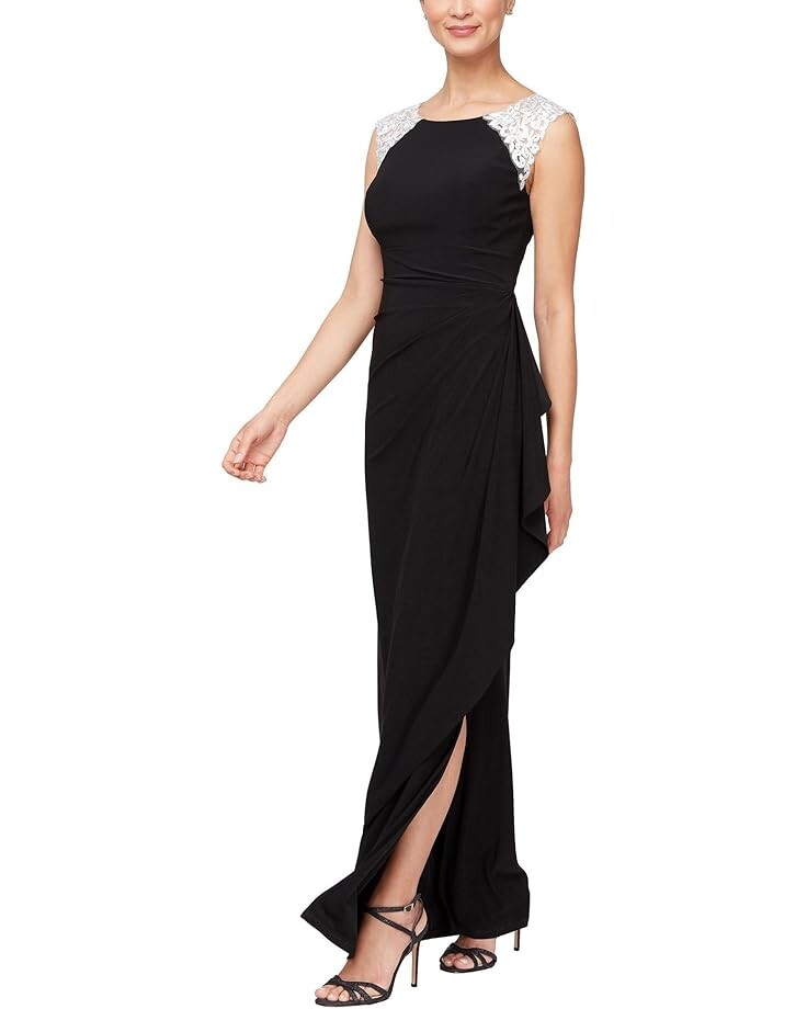 

Платье Alex Evenings Long Matte Jersey, цвет Black White
