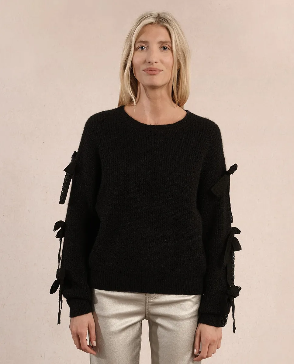 

Женский джемпер с длинным рукавом, с деталями в виде бантиков Molly Bracken, черный