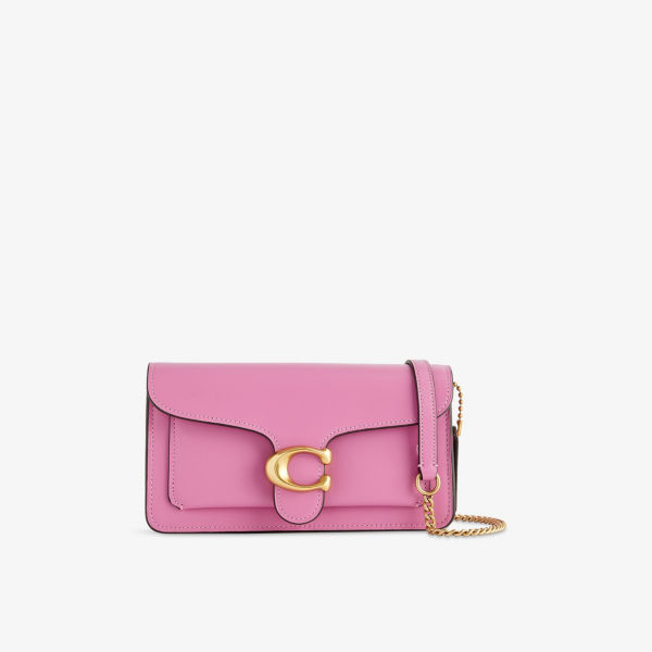 

Кожаный клатч Tabby chain с цепочкой Coach, цвет fuchsia
