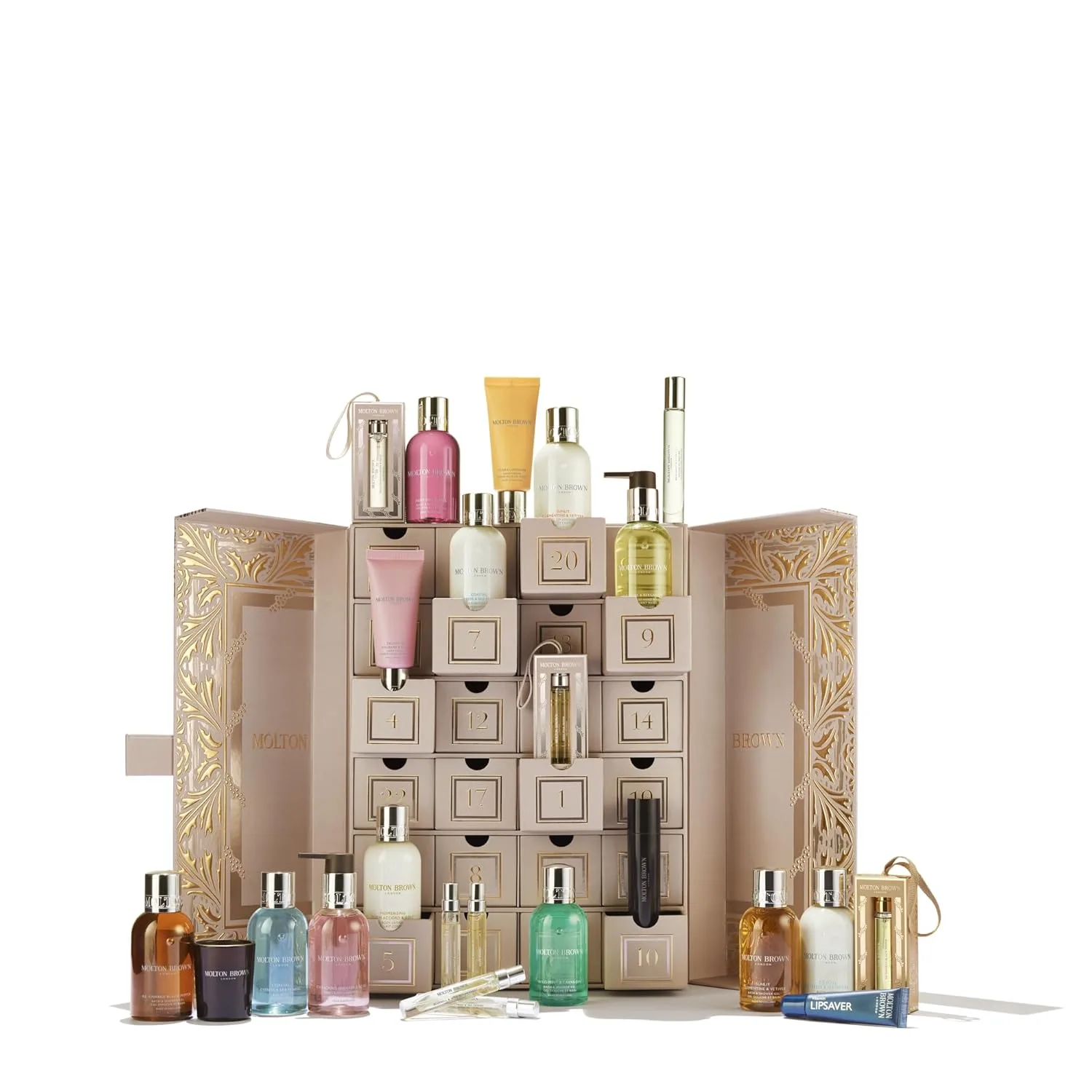 Адвент-календарь Molton Brown Beauty - 24 роскошных парфюма, средства для ванны и тела, подарочный набор ароматизированной косметики по уходу за кожей., Multicolor