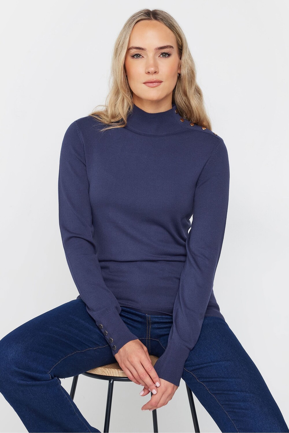 

Джемпер с застежкой кнопкой Long Tall Sally, синий