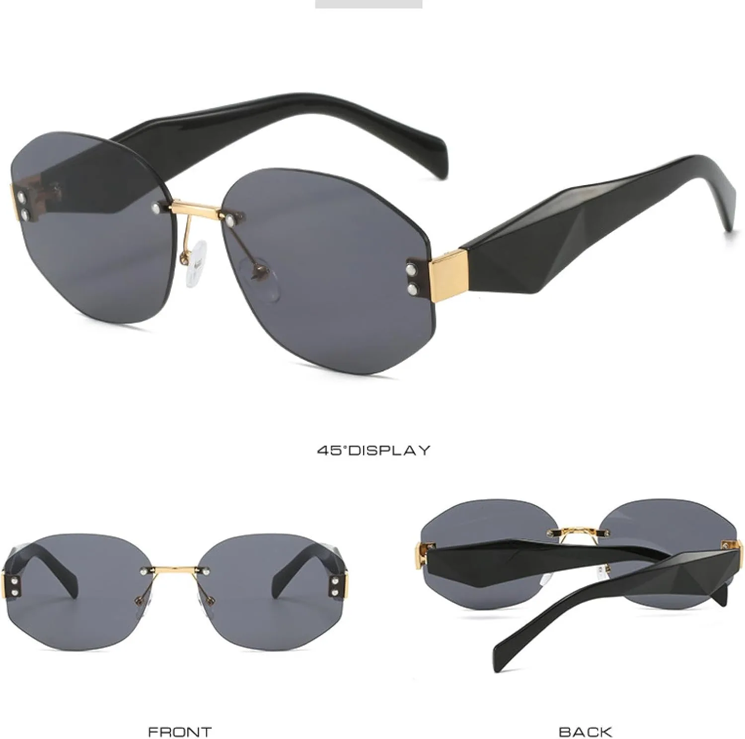 

Винтажные солнцезащитные очки без оправы для женщин и мужчин. Модные тренды. Солнцезащитные очки для улицы, вождения, защита от УФ-излучения UV400 TKKTLLT, Coffee Tea