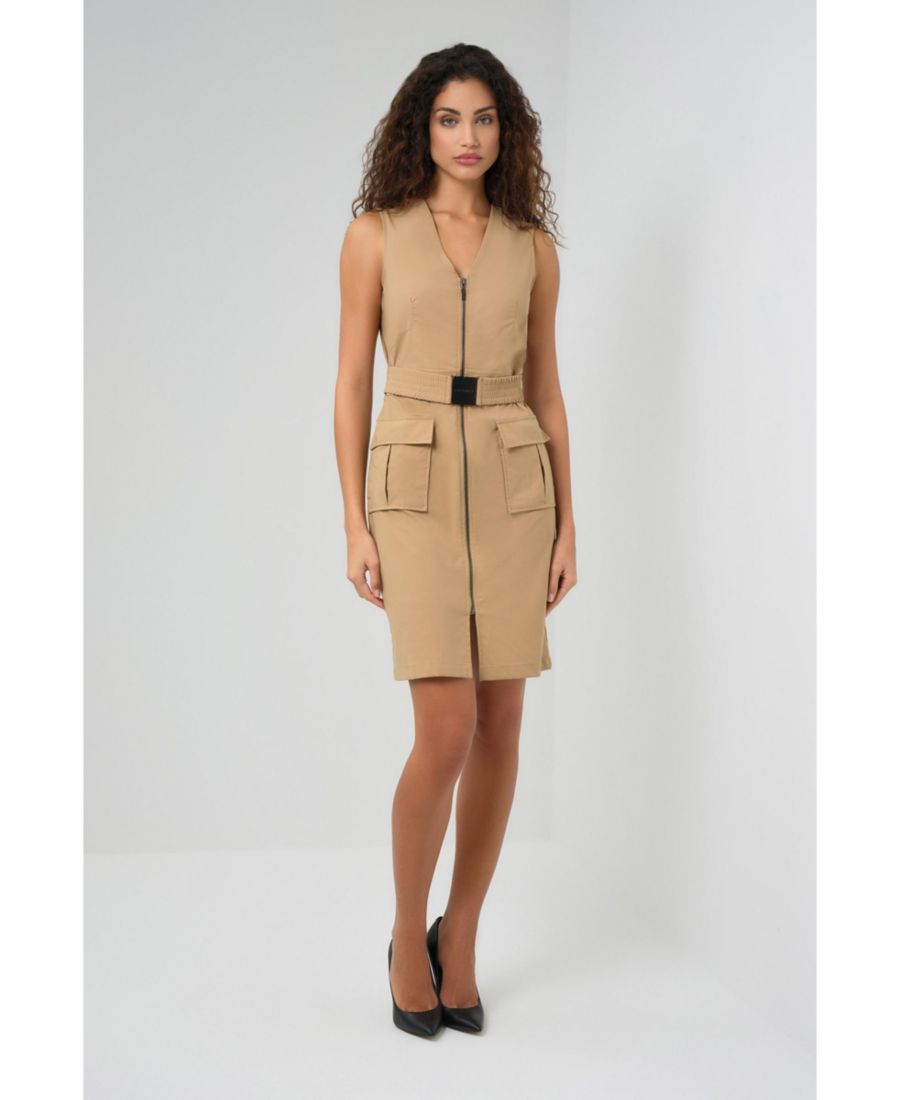 

Женское платье Kourt без рукавов с поясом и застежкой-молнией в стиле милитари Anatomie, Camel