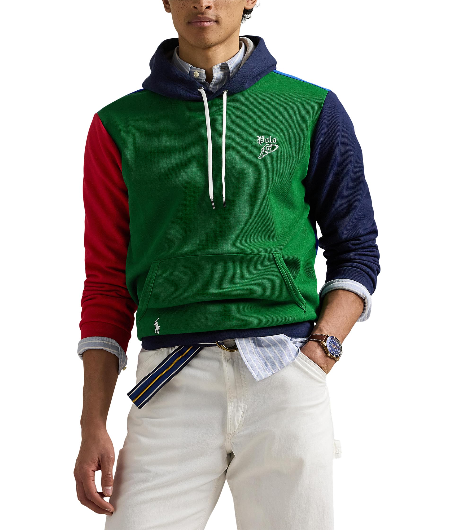 

Худи Polo Ralph Lauren Double-Knit Mesh Hoodie, цвет Tennis Green Multi