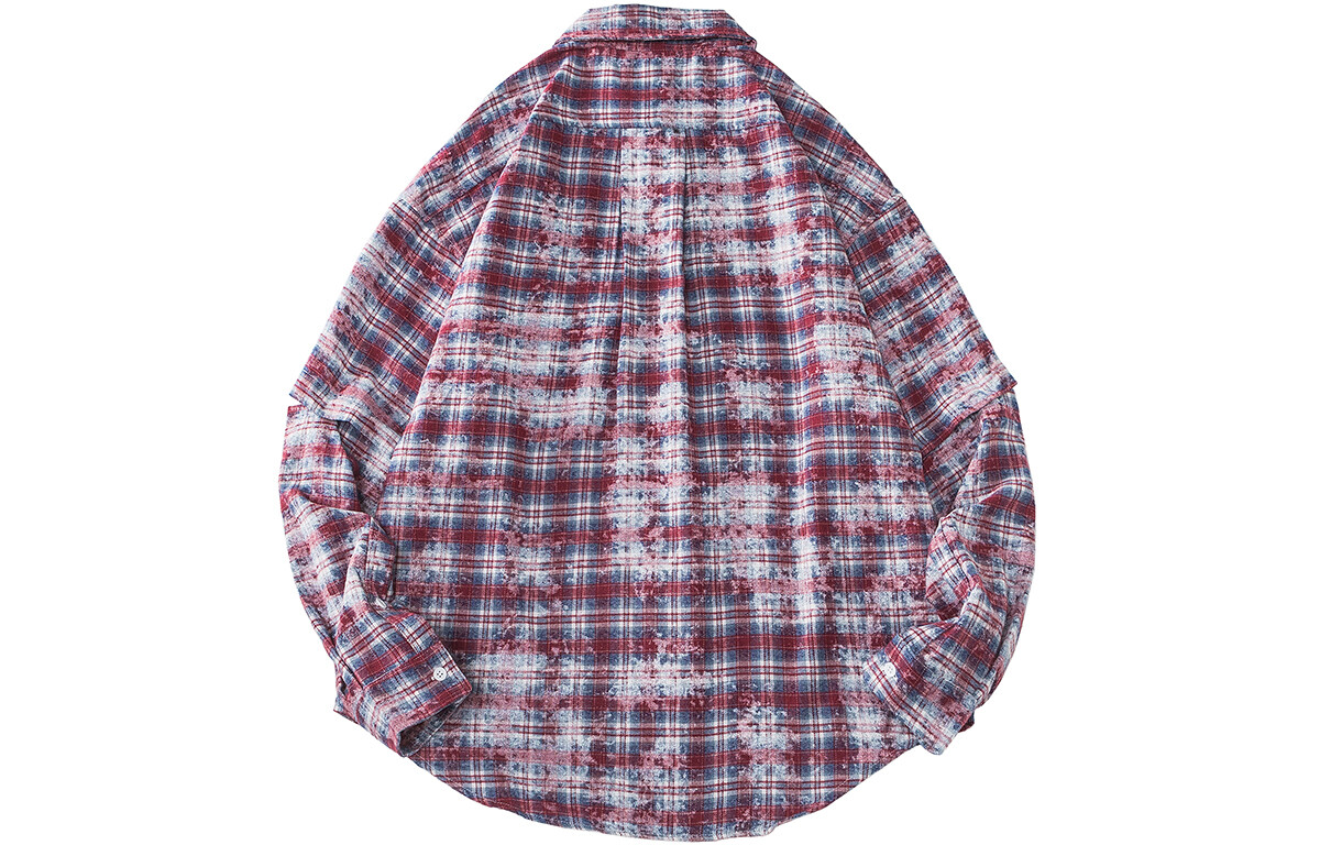 

WANCHAO CP Рубашка унисекс, Модель в красно-белую клетку с короткими рукавами.