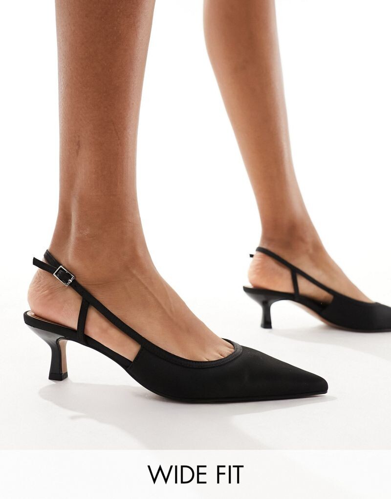 

Черные туфли на каблуке с открытой пяткой ASOS DESIGN Wide Fit Strut