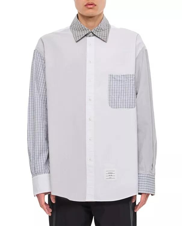 

Хлопковая рубашка оверсайз Thom Browne, серый