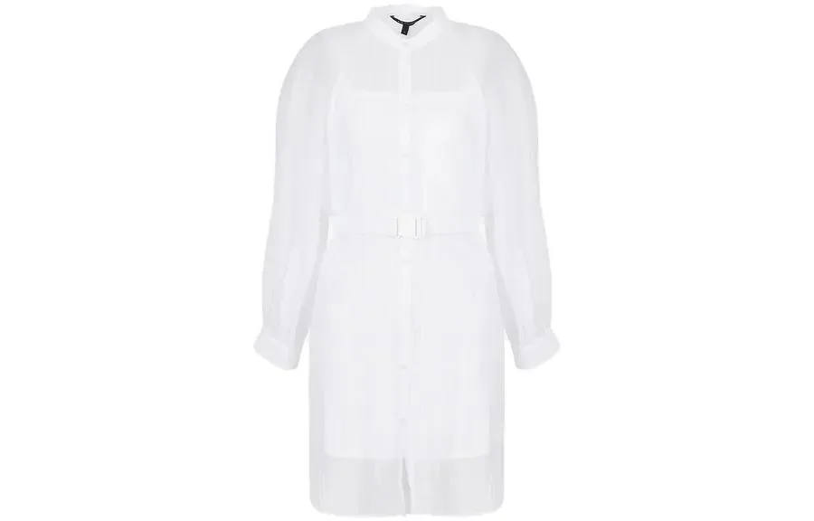 EMPORIO ARMANI Белое платье с длинными рукавами