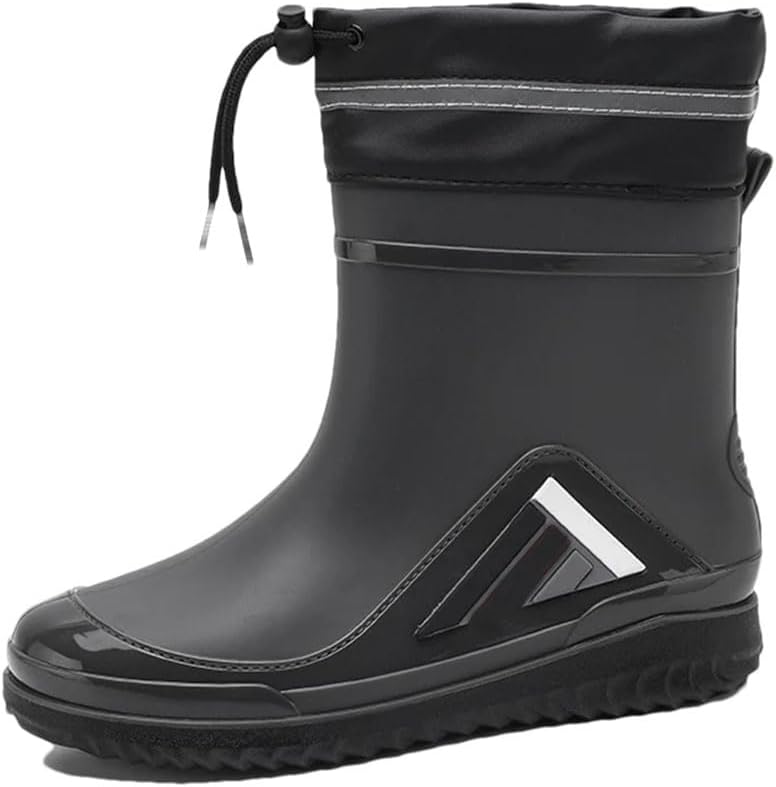 

Мужские высокие резиновые сапоги для улицы, непромокаемые с мягкой подошвой и противоскользящей поверхностью для работы на улице Generic, серый