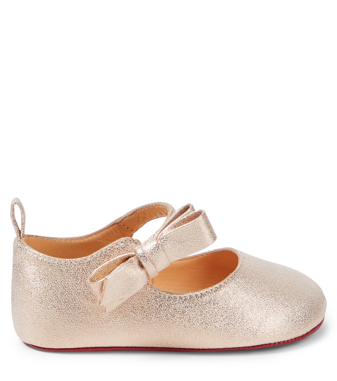Туфли Lou Babe из металлизированной кожи с бантом Christian Louboutin Kids, Platine — фото 3