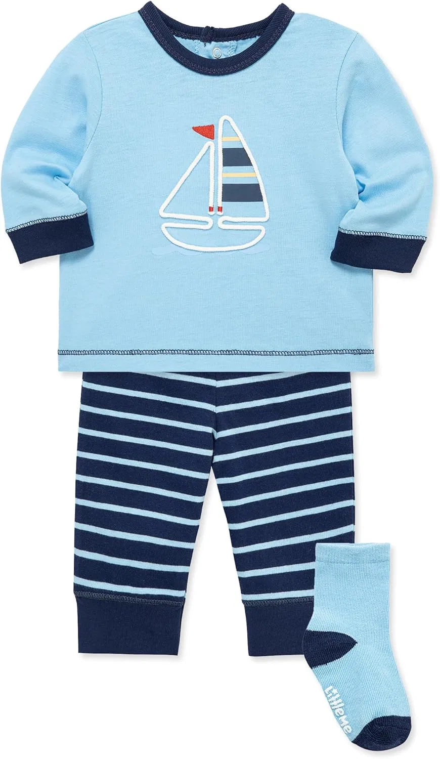 Детский спортивный костюм из 3 предметов Little Me, полоска, Baltic Blue — фото 3