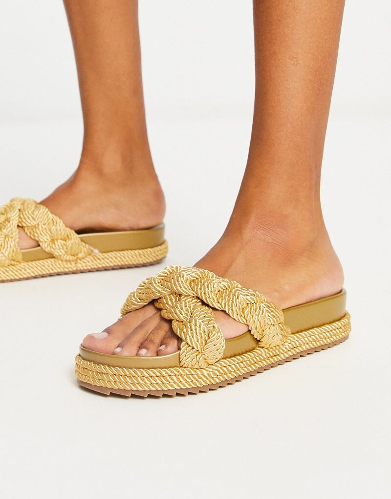 

Золотистые эспадрильи с плетеной стелькой ASOS DESIGN Jasmine