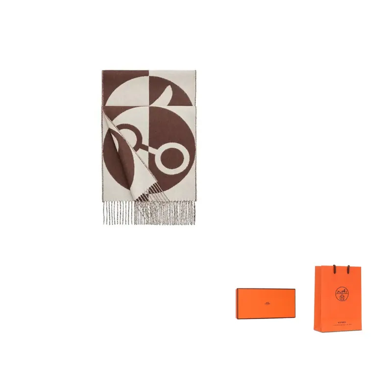 

Кашемировый вязаный шарф для женщин Hermes, коричневый