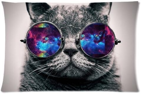 

Наволочка Galaxy Hipster Cool Cat, персонализированный прямоугольник, 24x16 дюймов (одна сторона) Pillowcase, Cat