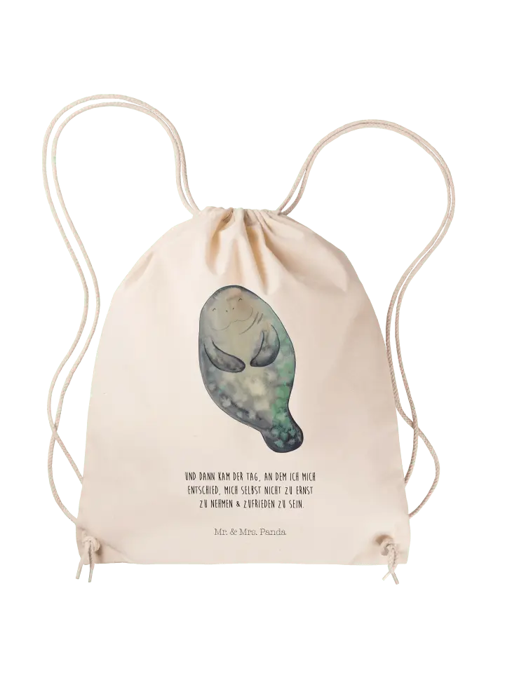 

Спортивная сумка Mr & Mrs Panda Sportbeutel Seekuh Happy, кремовый