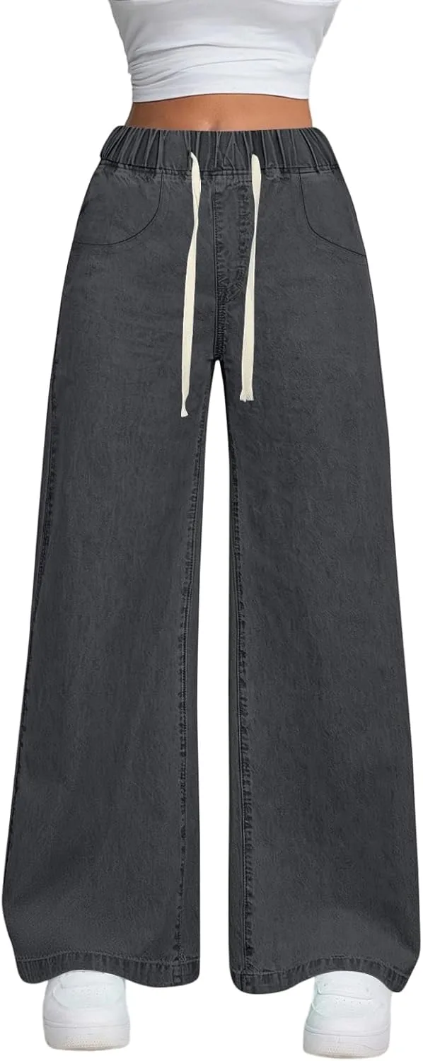 

Женские джинсы Wide Leg с высокой посадкой и эластичным поясом BEIBEINOYA